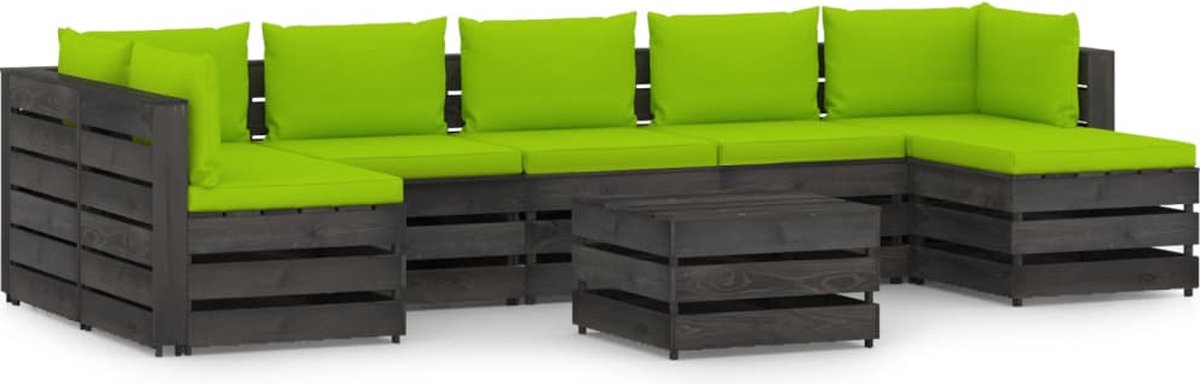 Vidaxl 8-delige Loungeset Met Kussens Geïmpregneerd Hout - Groen