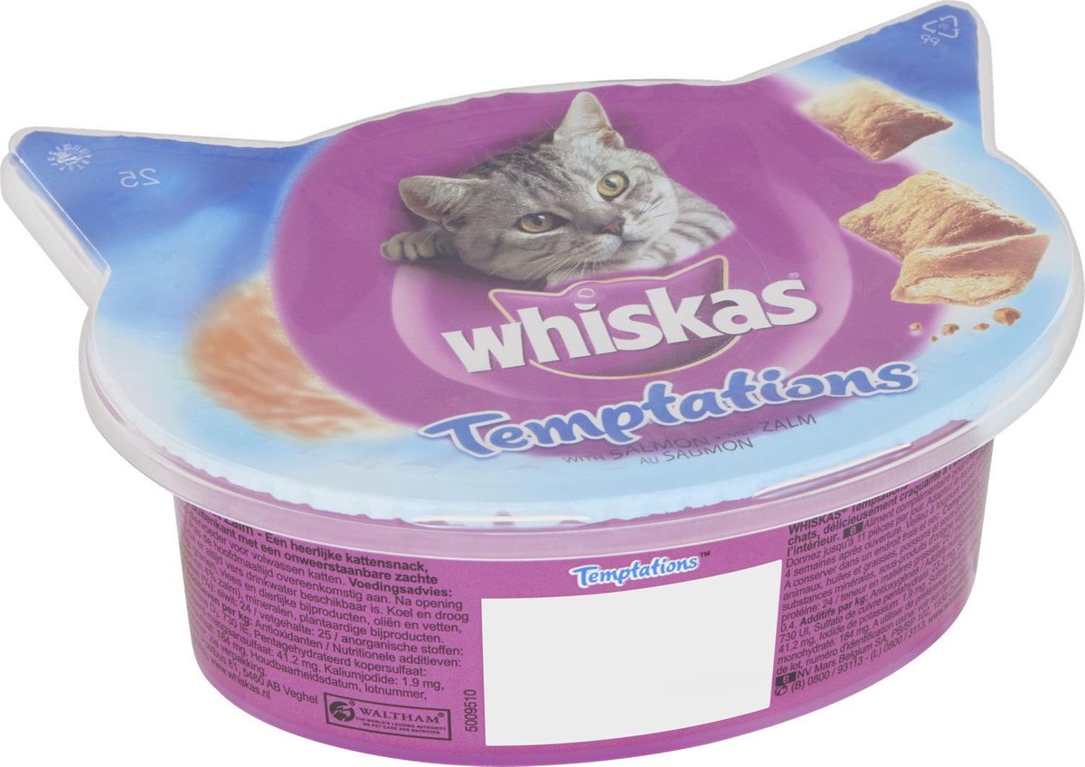 Whiskas Temptations 60 g - Kattensnack - Zalm