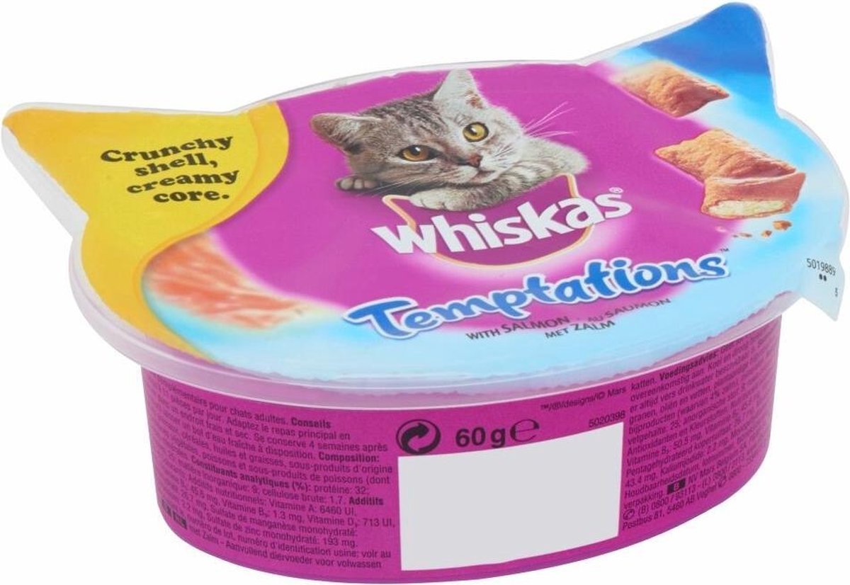 Whiskas Temptations 60 g - Kattensnack - Zalm