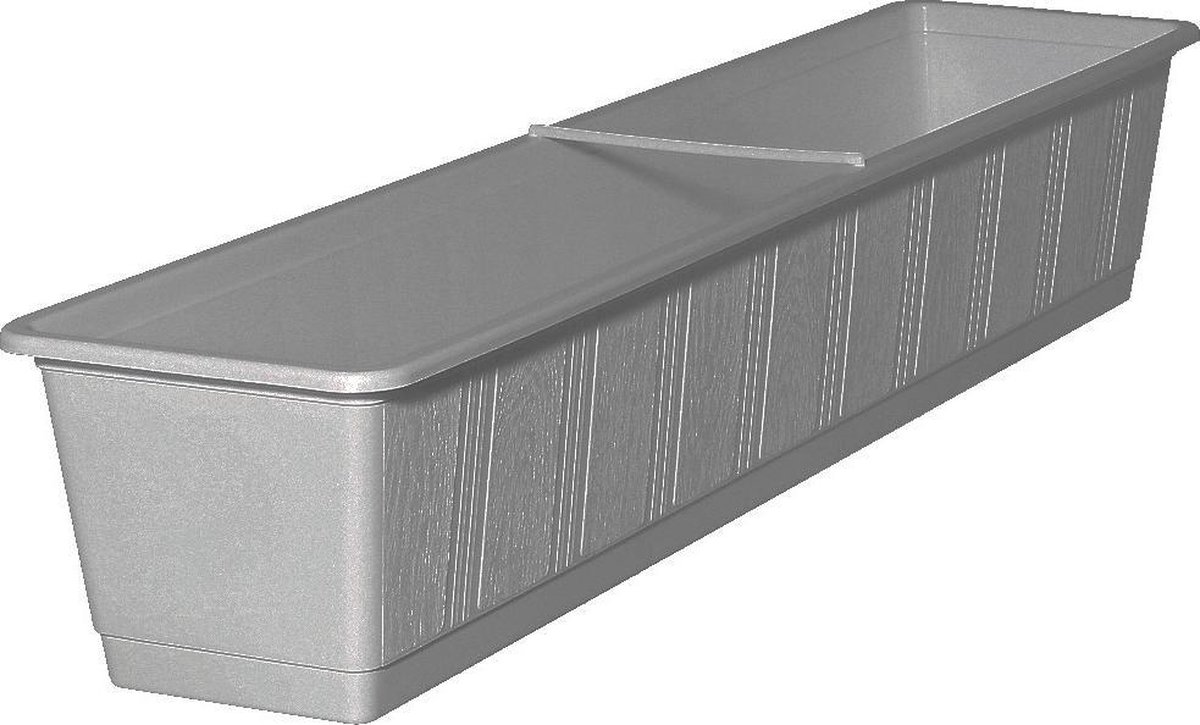 Kunststof Plantenbak Rechthoekig 80 Cm Met 2 Verstelbare Railing Beugels - Plantenbakken - Grijs