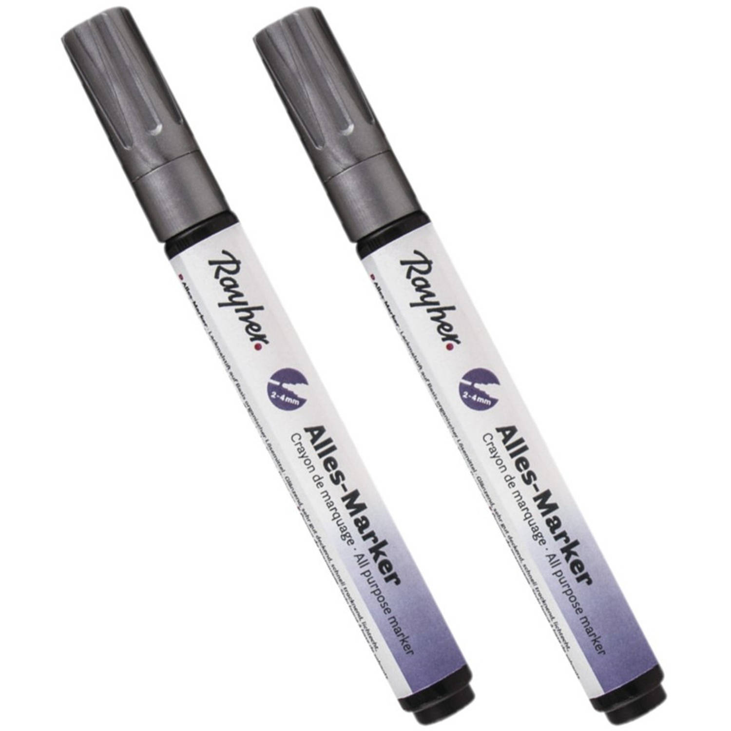 Rayher Hobby 2x Stuks Zilveren Marker Stift Met Een Dikke Punt - Hobbystiften - Silver