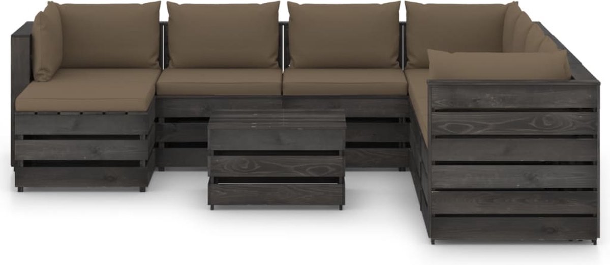 Vidaxl 9-delige Loungeset Met Kussens Geïmpregneerd Hout - Bruin