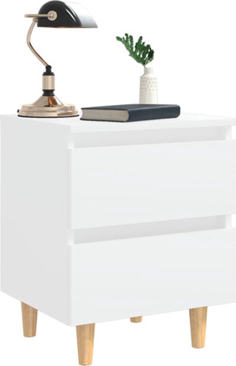Vidaxl Nachtkastjes 2 St Met Grenenhouten Poten 40x35x50 Cm - Wit