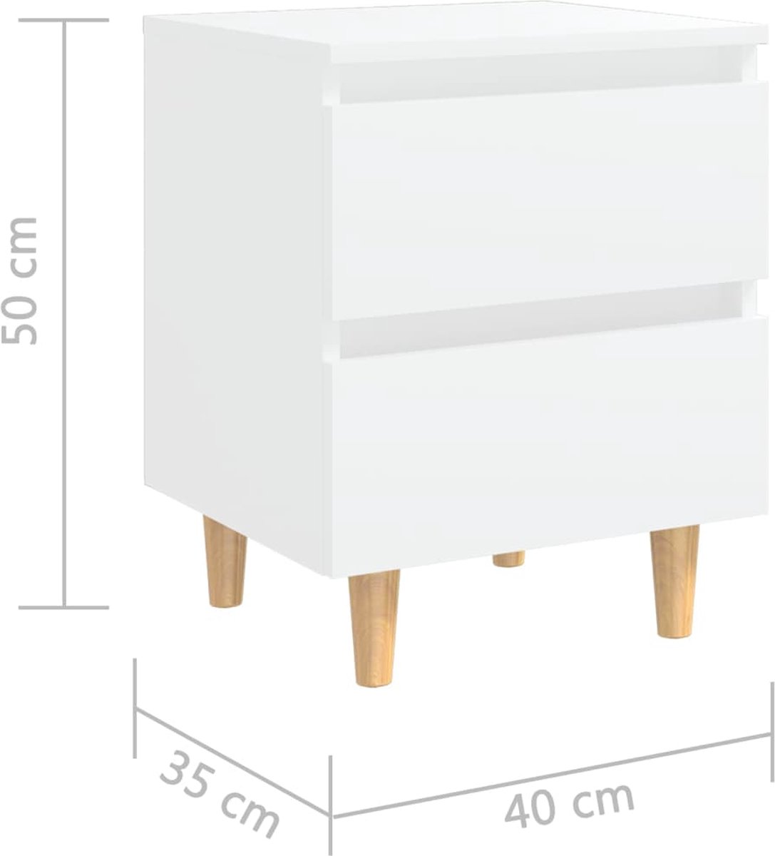 Vidaxl Nachtkastjes 2 St Met Grenenhouten Poten 40x35x50 Cm - Wit