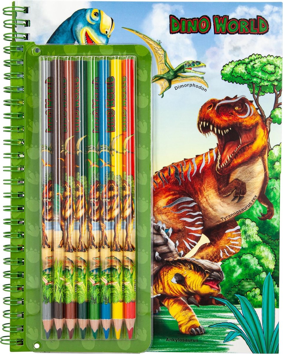 Dino World Kleurboek Met Kleurpotloden