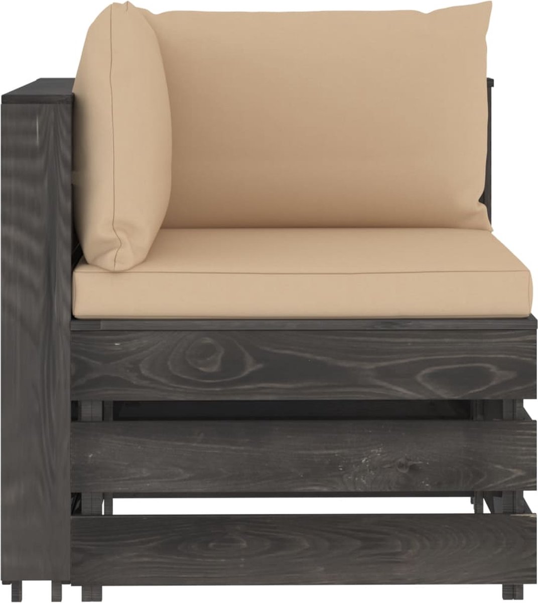 Vidaxl 5-delige Loungeset Met Kussens Geïmpregneerd Hout - Grijs