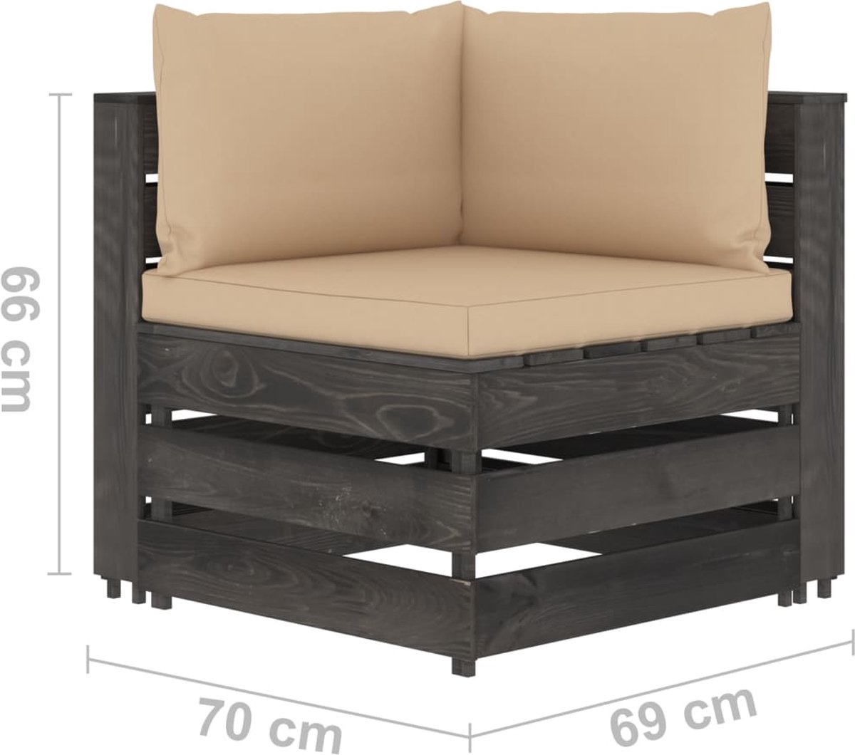 Vidaxl 6-delige Loungeset Met Kussens Geïmpregneerd Hout - Grijs