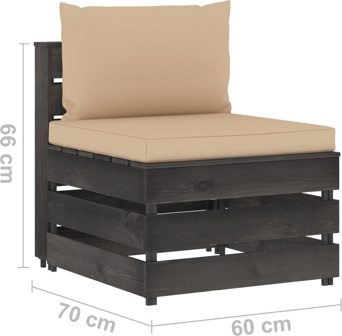 Vidaxl 6-delige Loungeset Met Kussens Geïmpregneerd Hout - Grijs