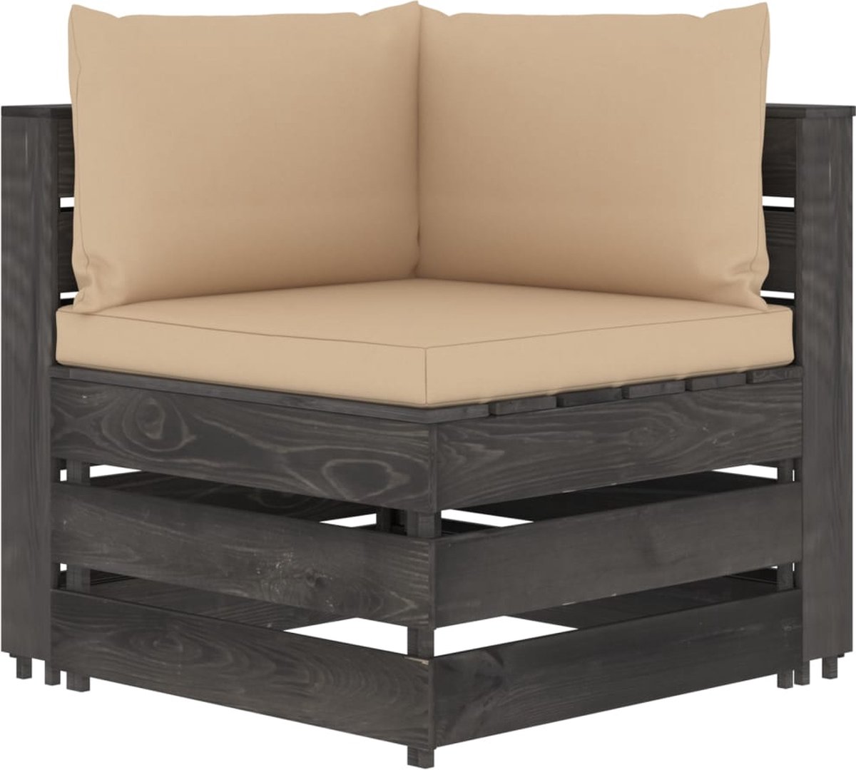 Vidaxl 6-delige Loungeset Met Kussens Geïmpregneerd Hout - Grijs