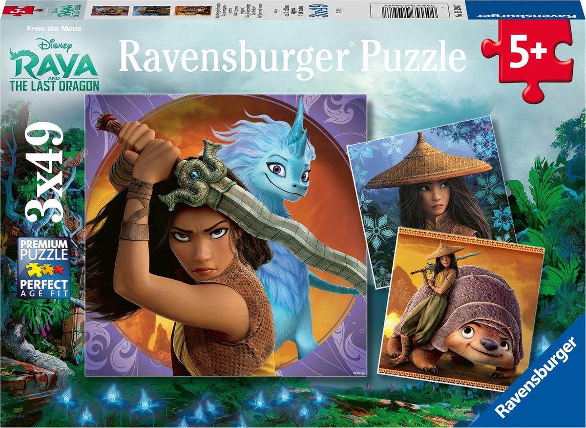 Ravensburger Legpuzzels Van 3x49 Stukjes - Raya, De Dappere Krijger / Disney Raya En De Laatste Draak