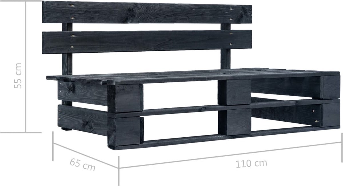 Vidaxl 6-delige Loungeset Pallet Met Kussens Geïmpregneerd Hout - Zwart