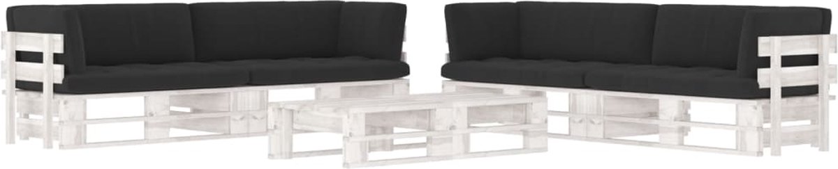 Vidaxl 6-delige Loungeset Pallet Met Kussens Geïmpregneerd Hout - Wit