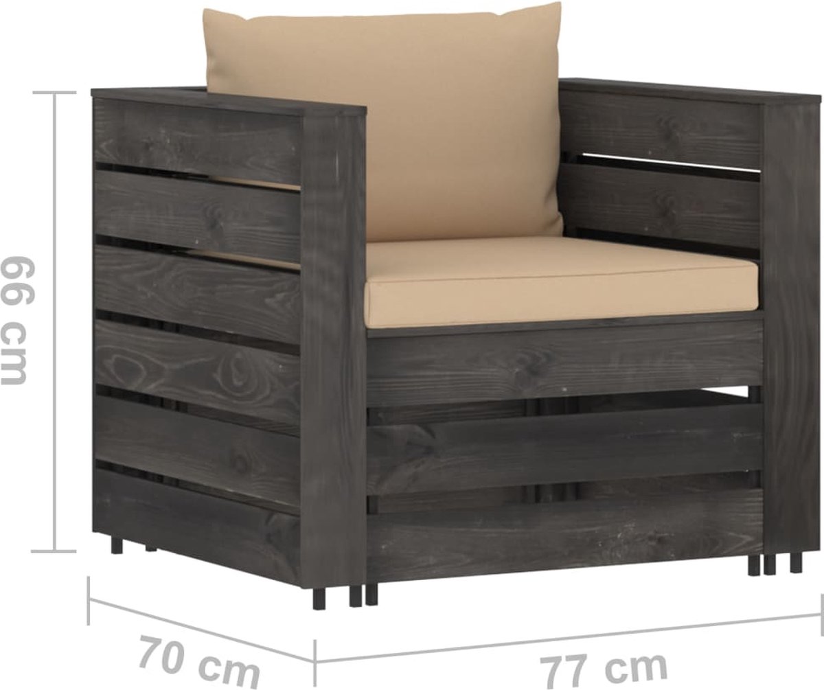 Vidaxl 12-delige Loungeset Met Kussens Geïmpregneerd Hout - Grijs