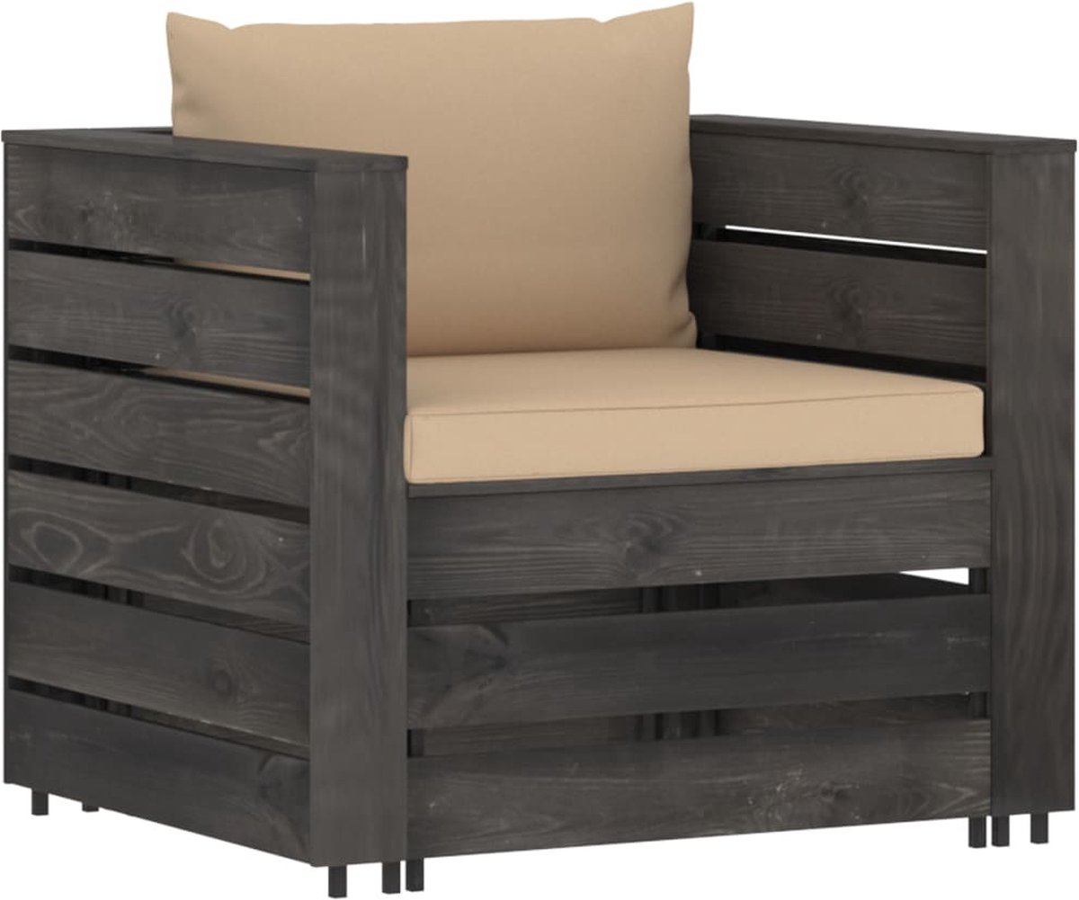 Vidaxl 12-delige Loungeset Met Kussens Geïmpregneerd Hout - Grijs