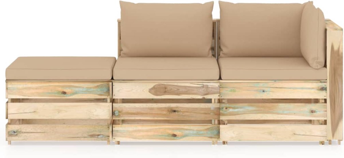 Vidaxl 3-delige Loungeset Met Kussens Geïmpregneerd Hout - Bruin