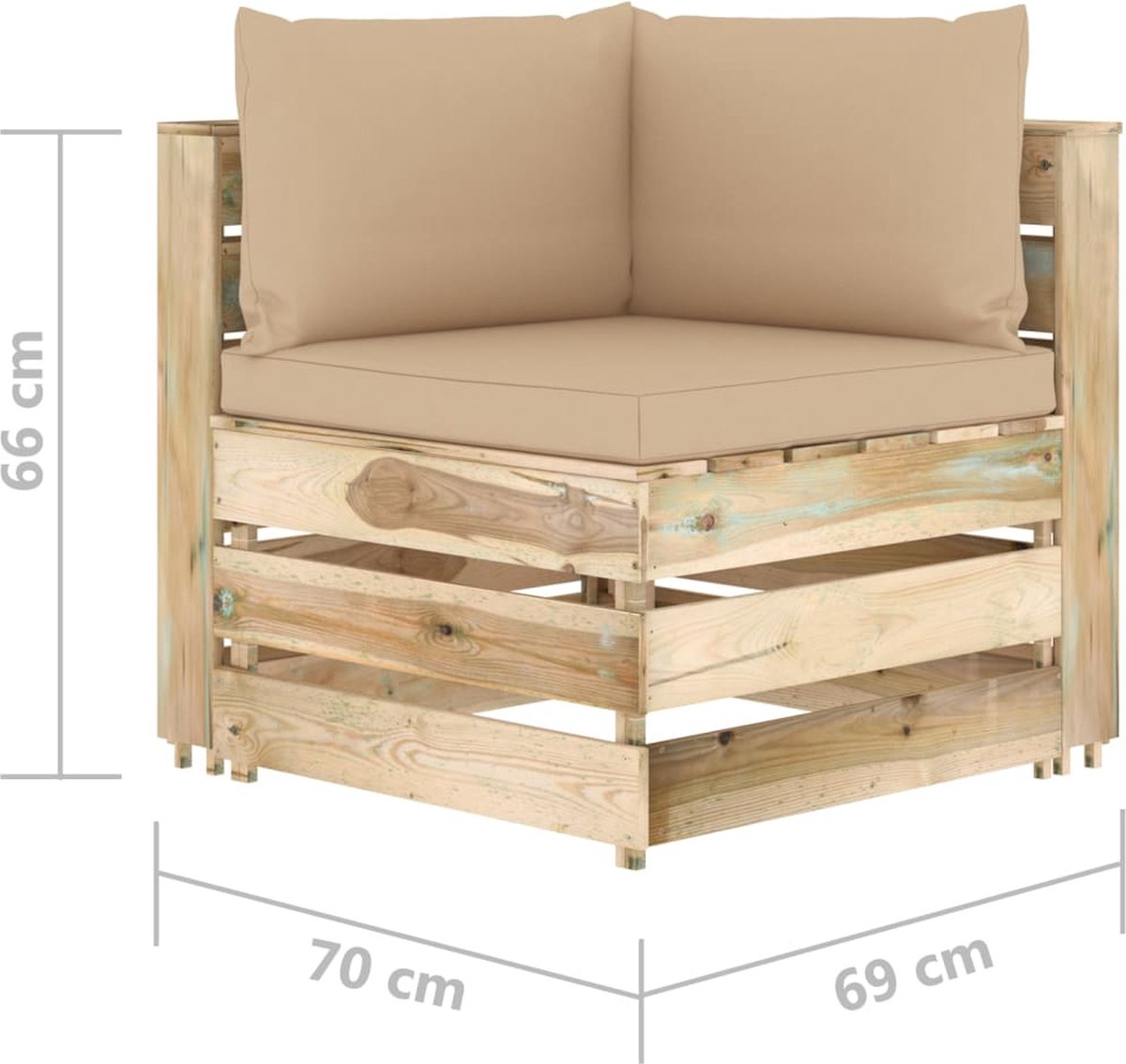 Vidaxl 3-delige Loungeset Met Kussens Geïmpregneerd Hout - Bruin