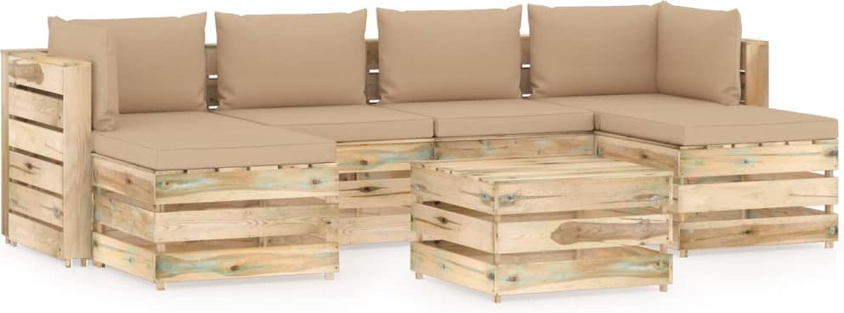 Vidaxl 7-delige Loungeset Met Kussens Geïmpregneerd Hout - Bruin