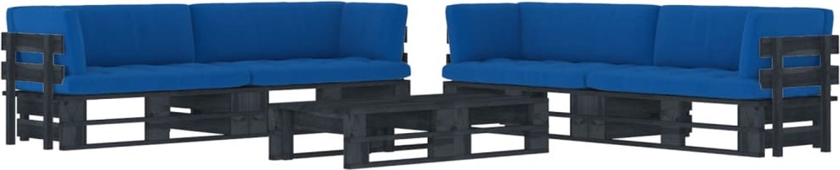 Vidaxl 6-delige Loungeset Pallet Met Kussens Geïmpregneerd Hout - Negro