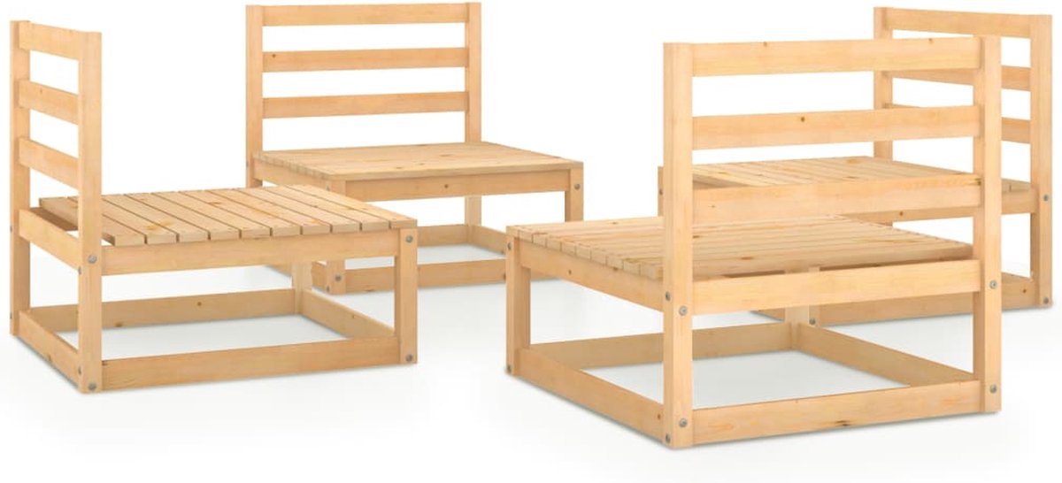 Vidaxl 4-delige Loungeset Massief Grenenhout - Bruin