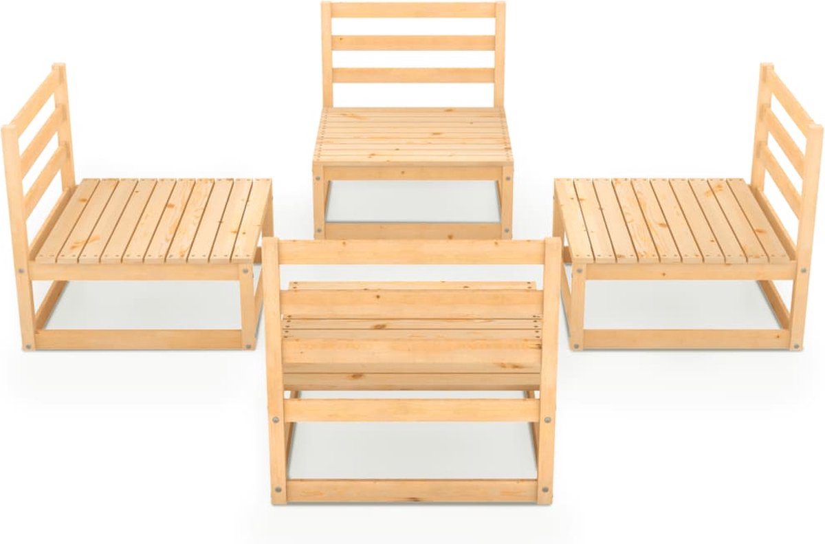 Vidaxl 4-delige Loungeset Massief Grenenhout - Bruin