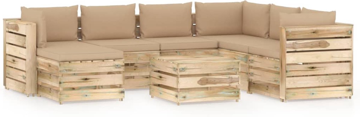 Vidaxl 8-delige Loungeset Met Kussens Geïmpregneerd Hout - Bruin