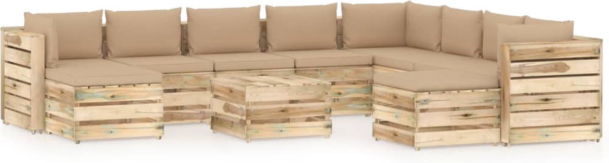 Vidaxl 11-delige Loungeset Met Kussens Geïmpregneerd Hout - Bruin