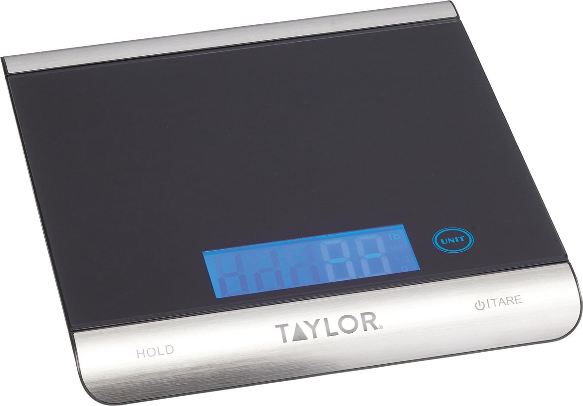 Taylor Pro Keukenweegschaal 22,5 X 19,5 X 2 Cm Glas/zilver - Zwart
