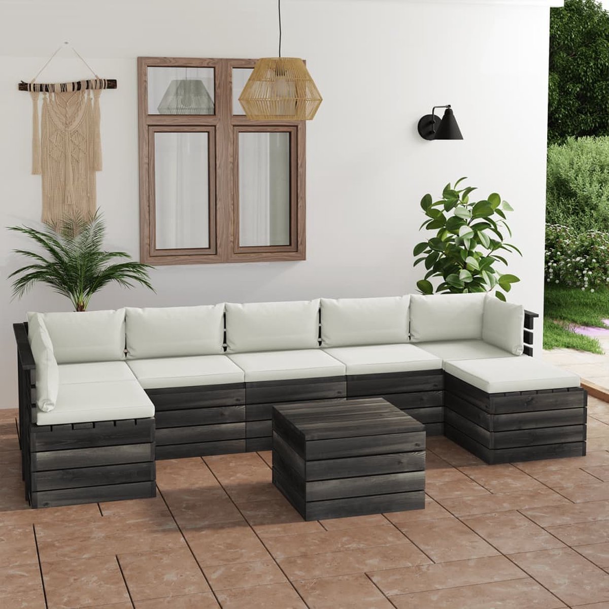 Vidaxl 8-delige Loungeset Met Kussens Pallet Massief Grenenhout