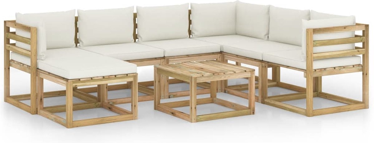 Vidaxl 8-delige Loungeset Met Kussens Geïmpregneerd Grenenhout