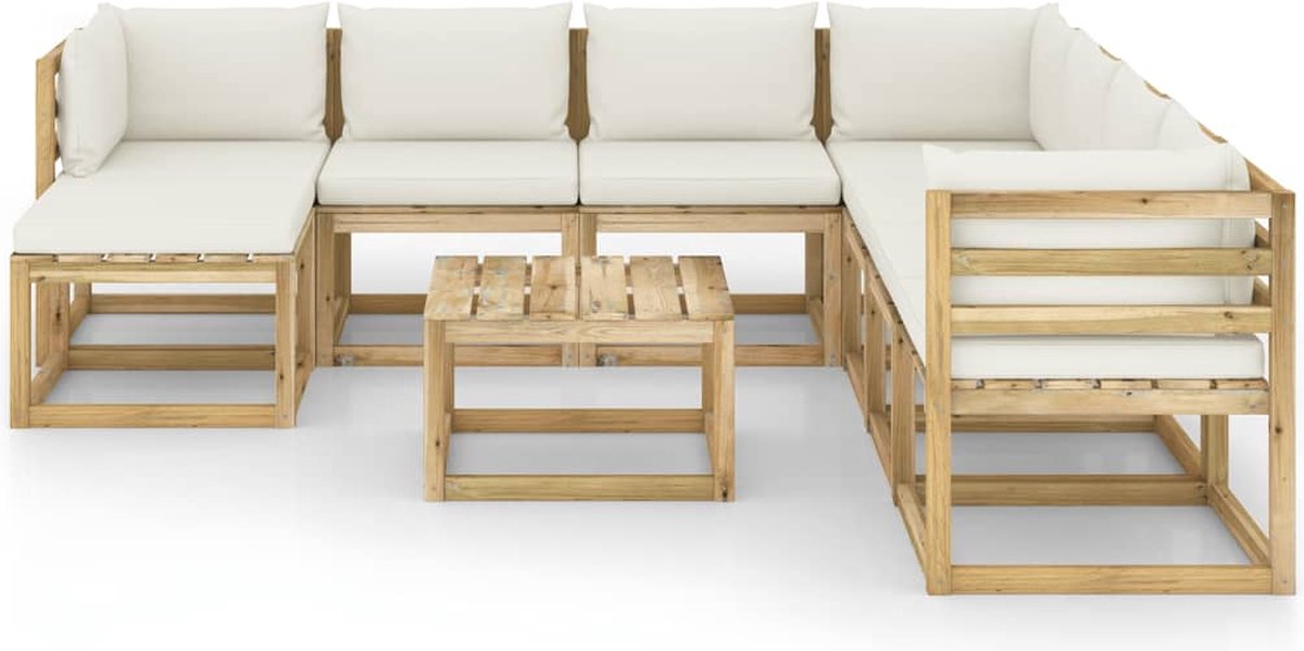 Vidaxl 9-delige Loungeset Met Kussens Geïmpregneerd Grenenhout