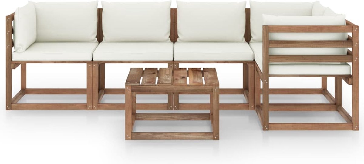 Vidaxl 6-delige Loungeset Pallet Met Kussens Geïmpregneerd Grenenhout - Bruin