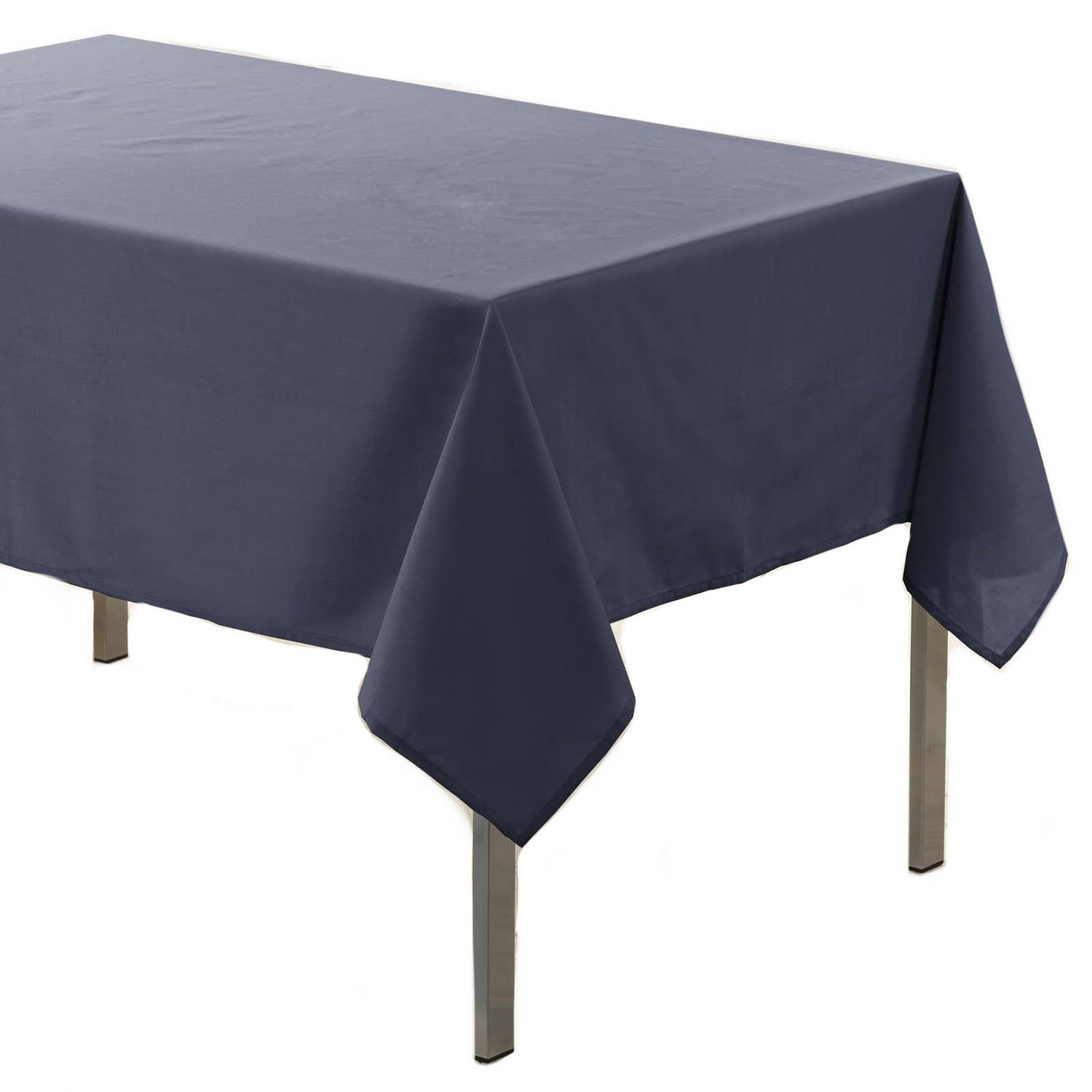 Donker Tafelkleed Van Polyester Met Formaat 140 X 200 Cm - Basic Eettafel Tafelkleden - Blauw