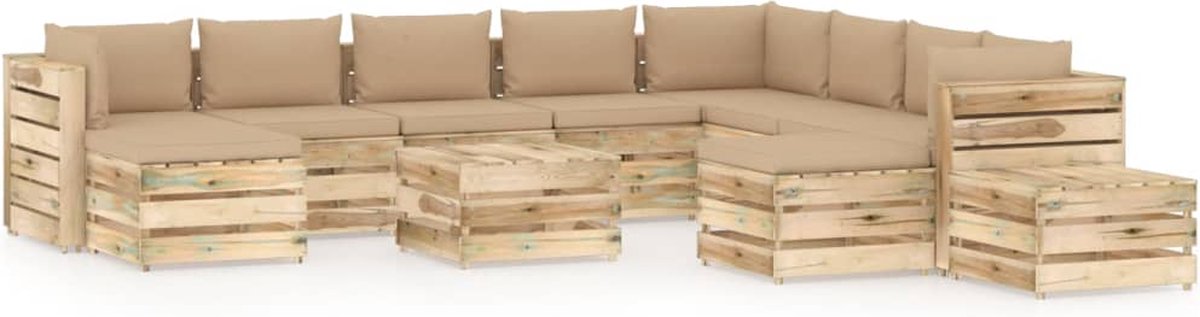 Vidaxl 12-delige Loungeset Met Kussens Geïmpregneerd Hout - Bruin