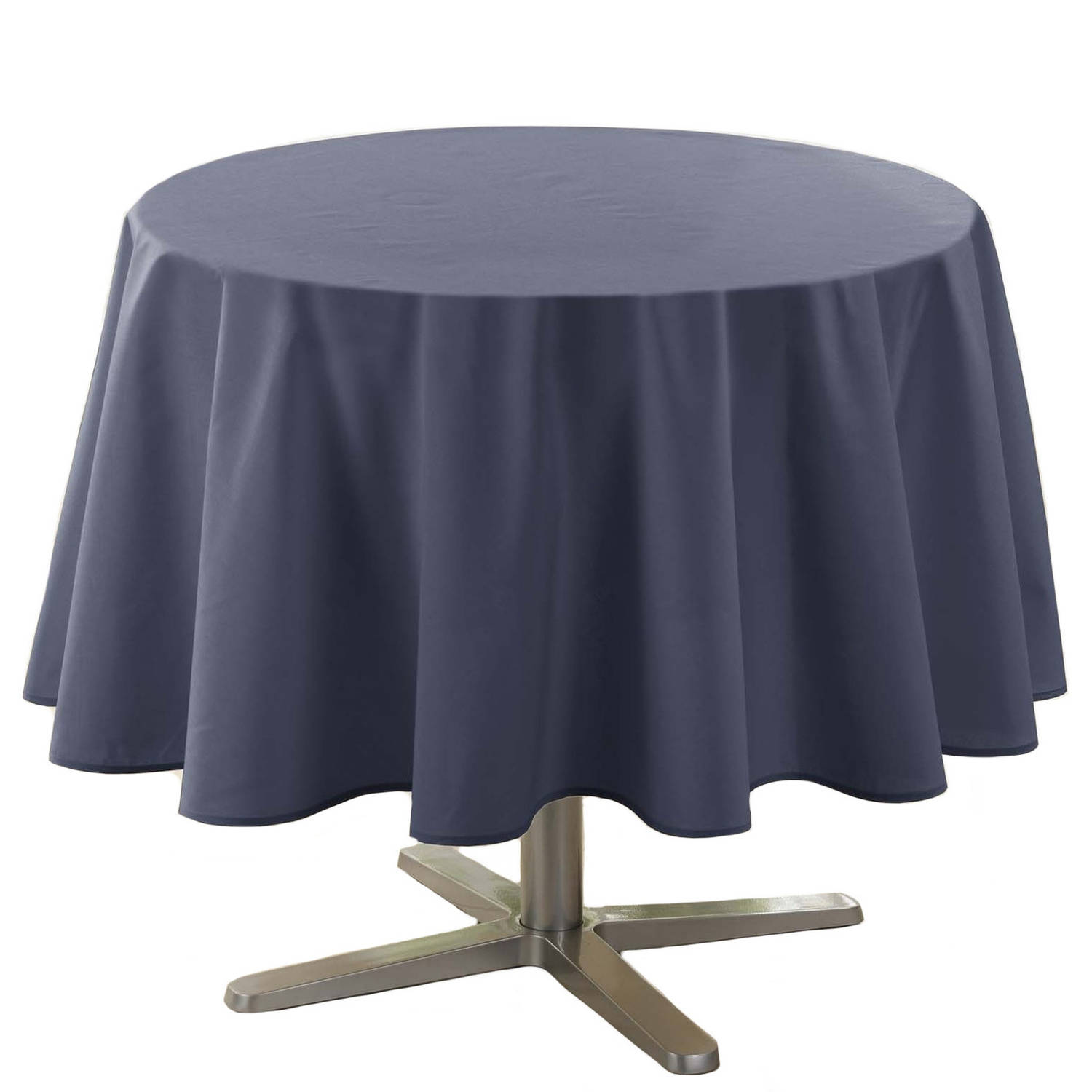 Donker Tafelkleed Van Polyester Met Formaat Rond 180 Cm - Basic Eettafel Tafelkleden - Blauw