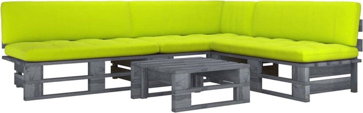 Vidaxl 4-delige Loungeset Pallet Met Kussens Geïmpregneerd Hout - Grijs