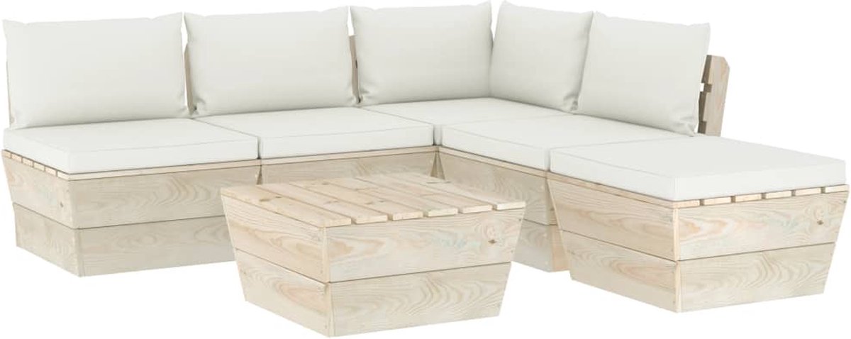 Vidaxl 6-delige Loungeset Met Kussens Pallet Vurenhout