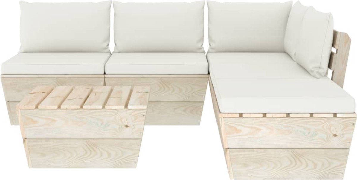 Vidaxl 6-delige Loungeset Met Kussens Pallet Vurenhout