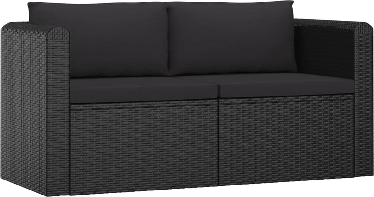 Vidaxl 11-delige Loungeset Met Kussens Poly Rattan - Zwart