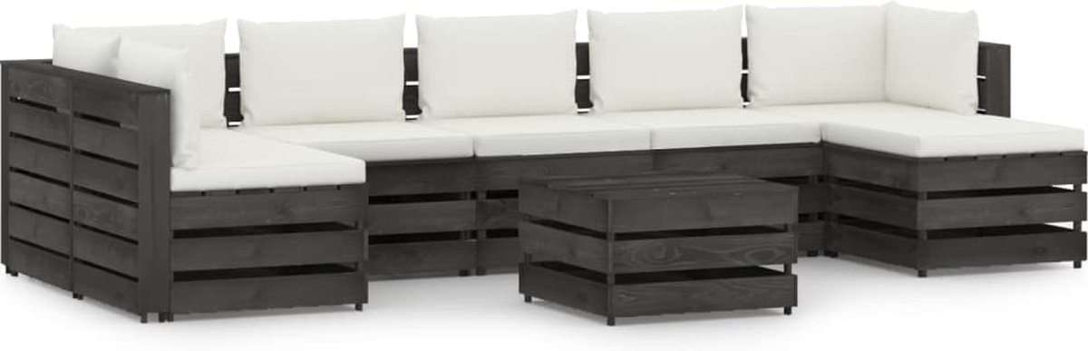 Vidaxl 8-delige Loungeset Met Kussens Geïmpregneerd Hout - Grijs