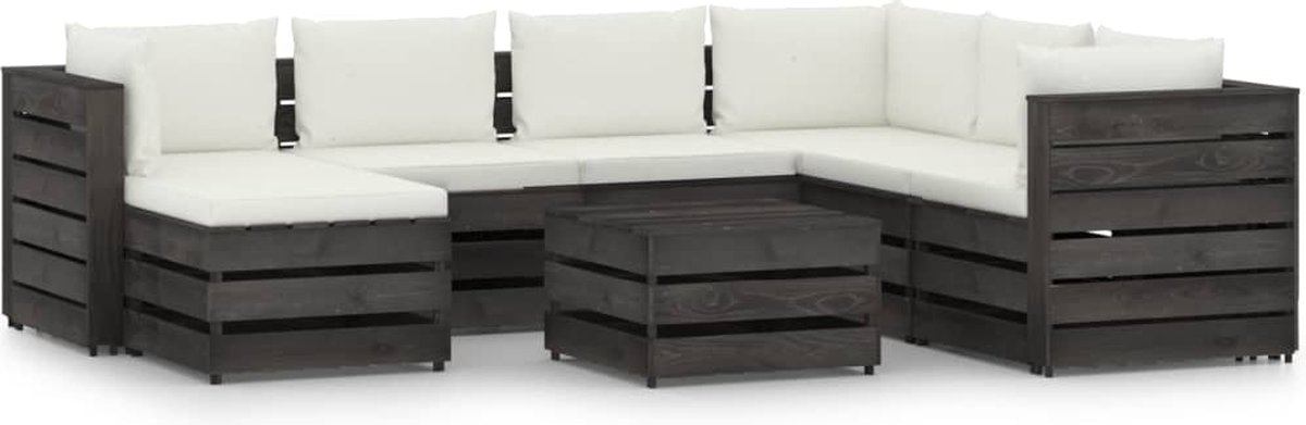 Vidaxl 8-delige Loungeset Met Kussens Geïmpregneerd Hout - Gris