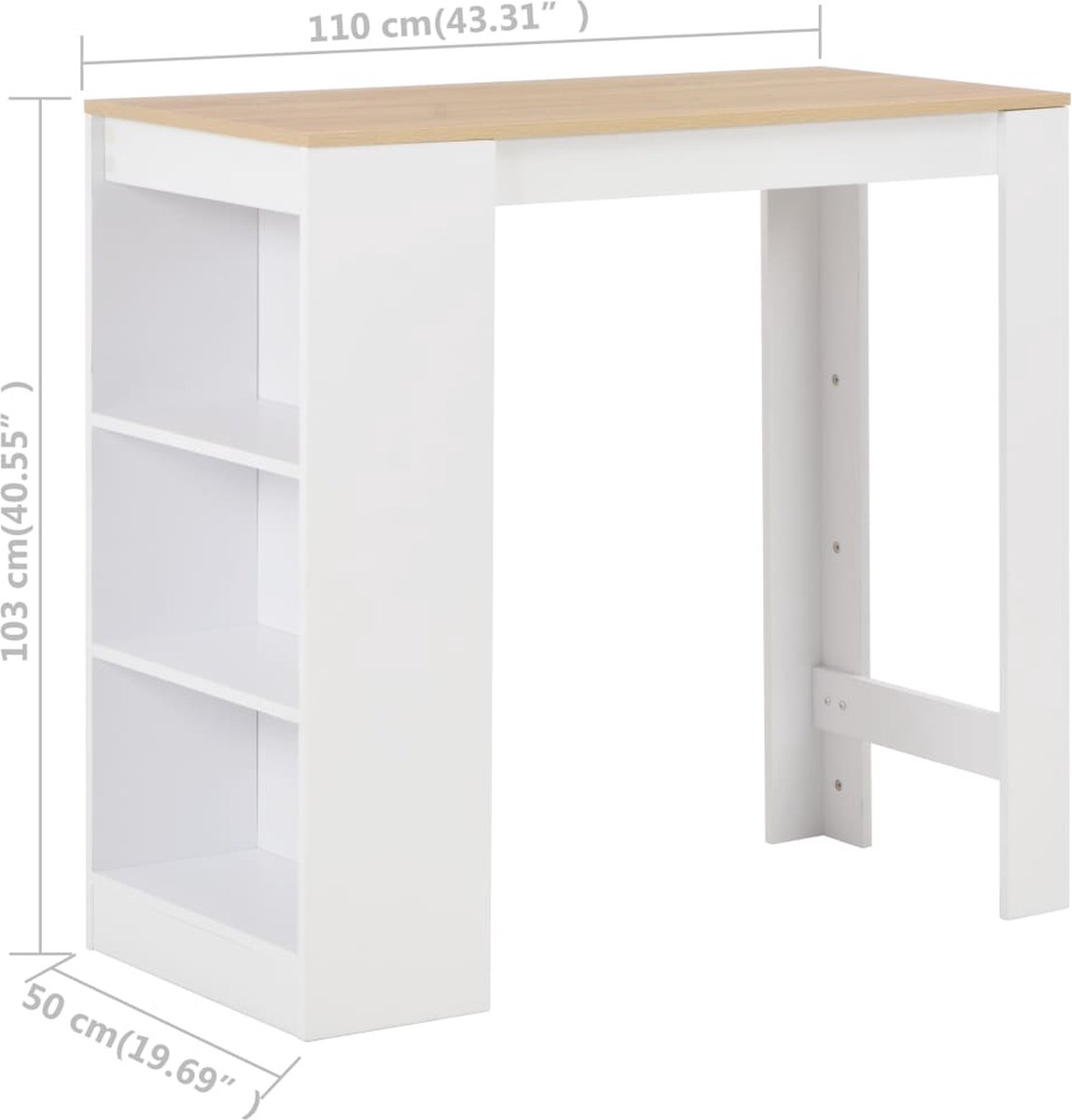 Vidaxl Bartafel Met Schap 110x50x103 Cm - Wit