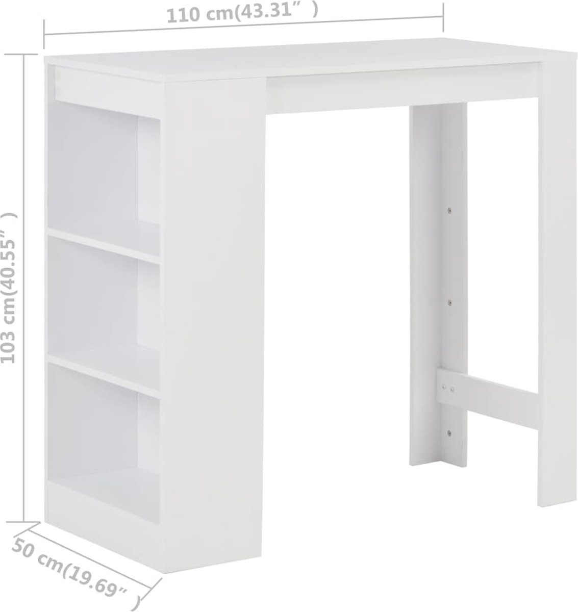 Vidaxl Bartafel Met Schap 110x50x103 Cm - Wit