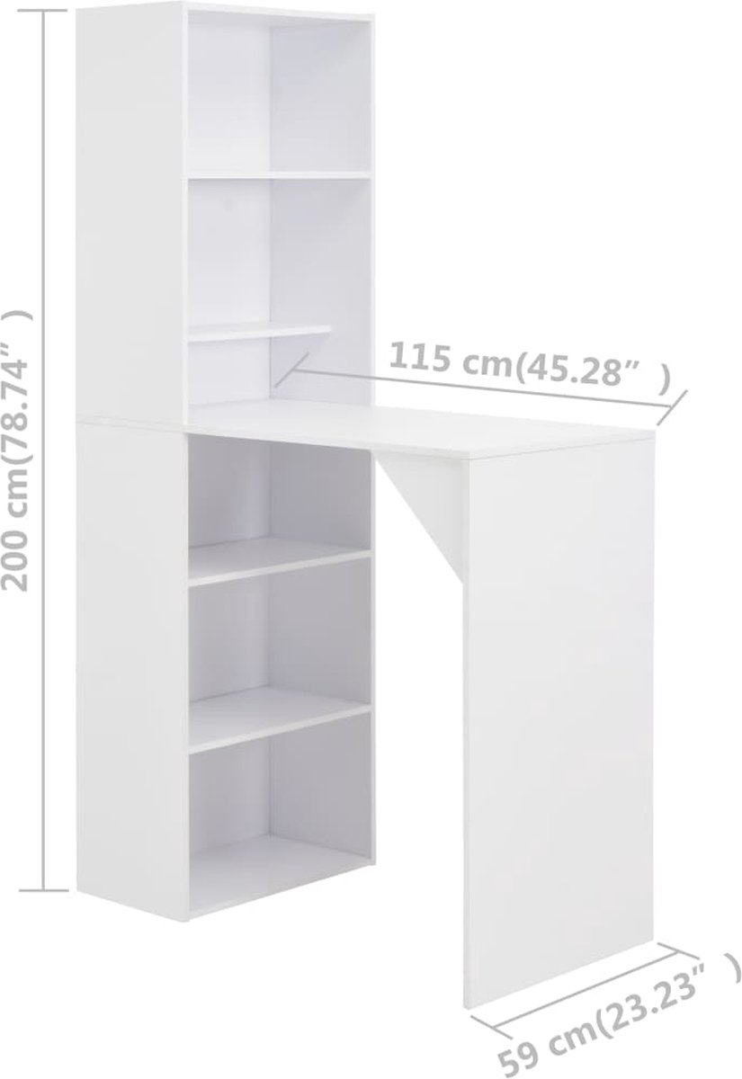 Vidaxl Bartafel Met Kast 115x59x200 Cm - Wit