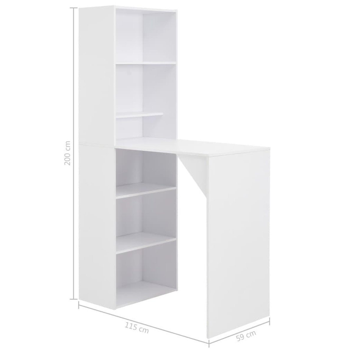 Vidaxl Bartafel Met Kast 115x59x200 Cm - Wit
