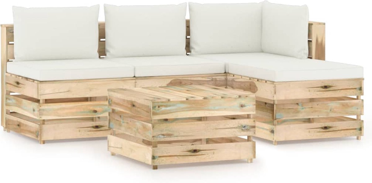 Vidaxl 5-delige Loungeset Met Kussens Geïmpregneerd Hout - Groen