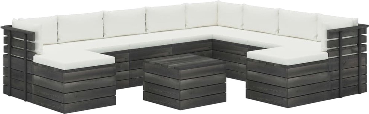 Vidaxl 11-delige Loungeset Pallet Met Kussens Massief Grenenhout