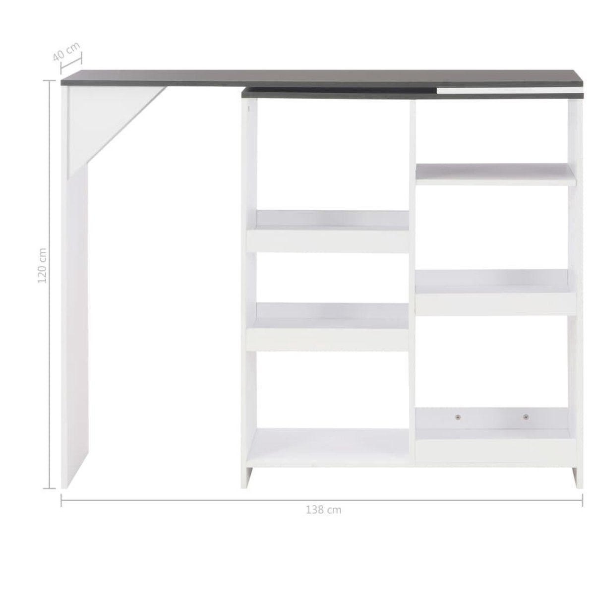 Vidaxl Bartafel Met Verplaatsbaar Schap 138x39x110 Cm - Wit
