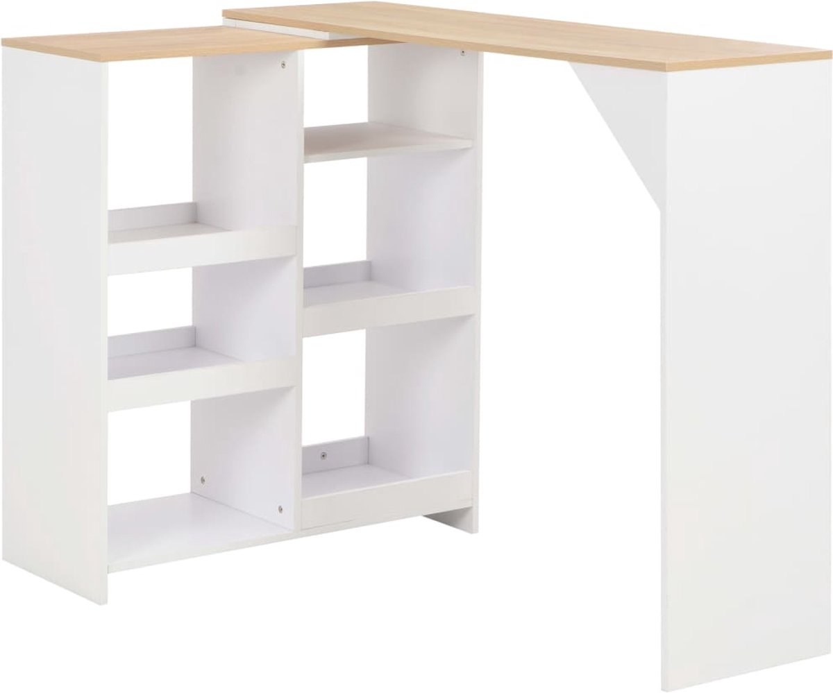 Vidaxl Bartafel Met Verplaatsbaar Schap 138x39x110 Cm - Blanco