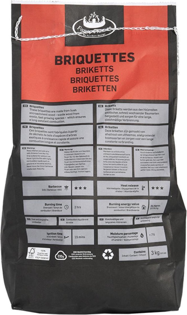 2x Zakken Houtskool Briketten 3 Kilo - Briketten - Zwart