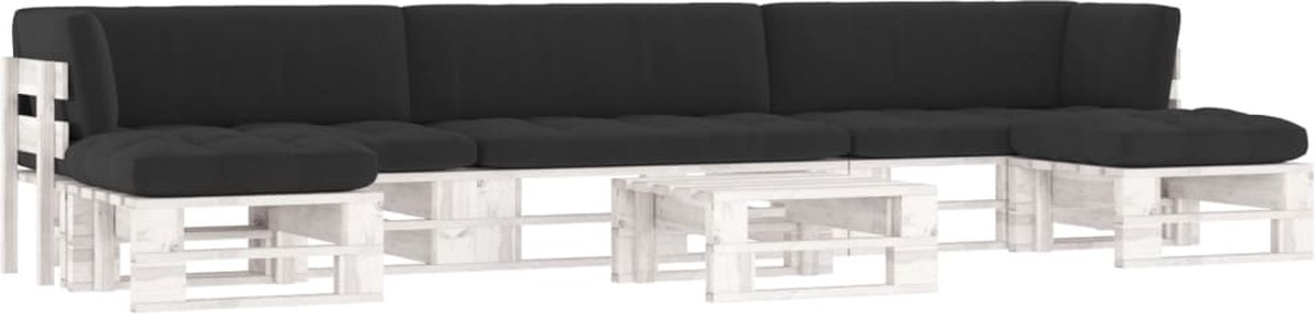 Vidaxl 6-delige Loungeset Pallet Met Kussens Geïmpregneerd Hout - Wit